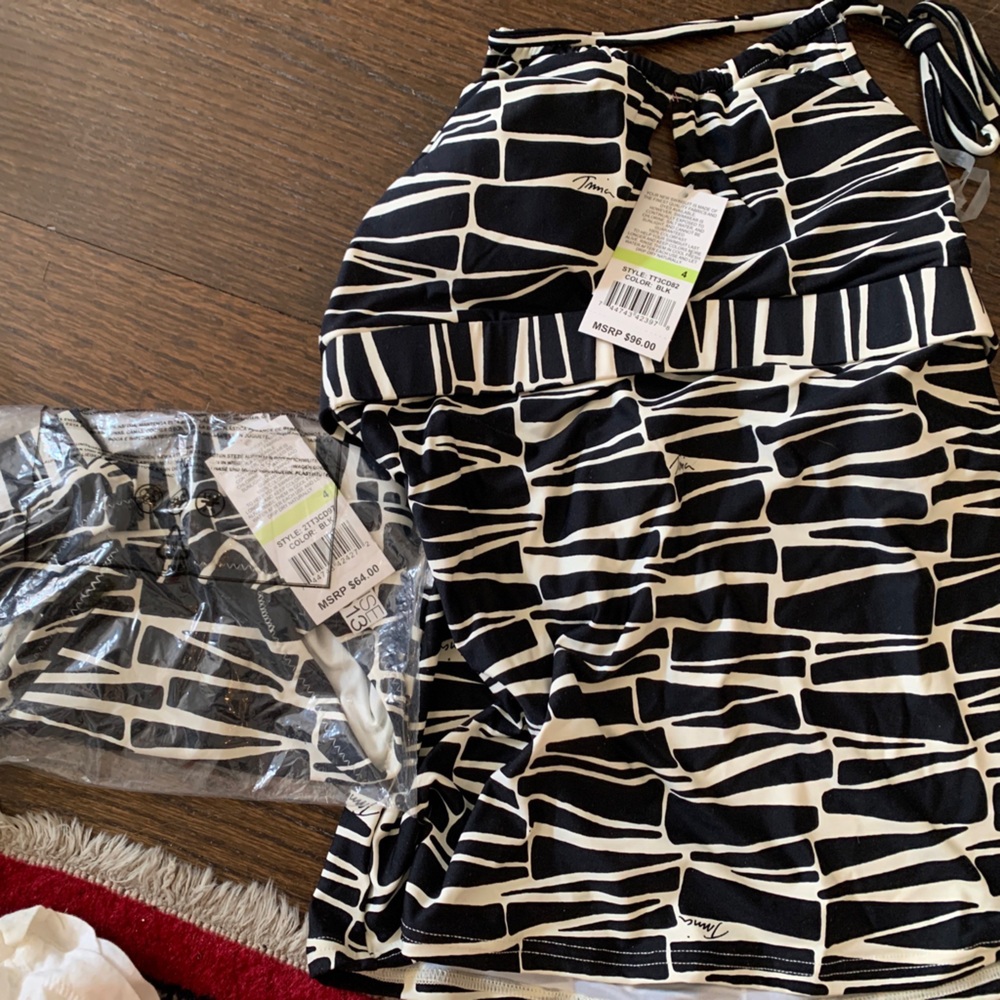 Trina Turk NWT tankini set black geometric cruise 2013